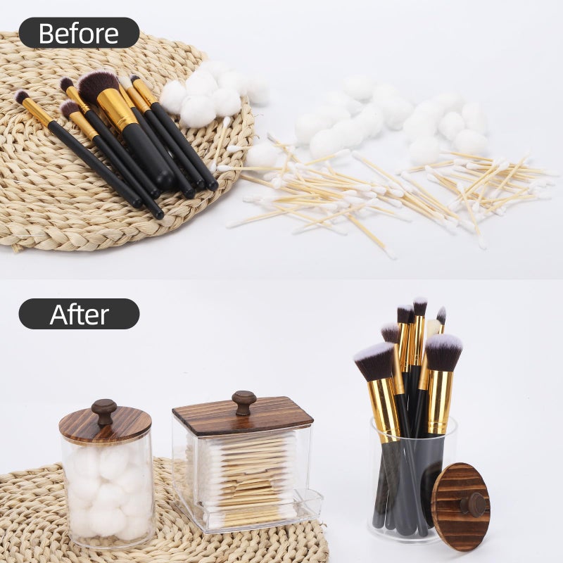 تي بيست ماكس tbestmax qtips حامل حاوية الحمام، 10oz كبير qtips موزع حامل الكرة القطن، منظم جرة الصيدلي البلاستيك الشفاف لتخزين مسحة القطن، منصات القطن المستديرة، يختار الخيط - Image 4